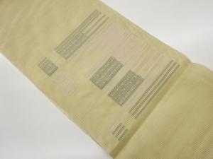 紗 四角に横縞模様織出し名古屋帯